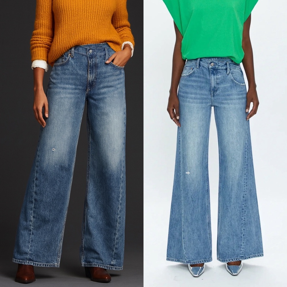 Anthropologie Pistola Ruby High Rise Cross Waist Wide Leg Jeans